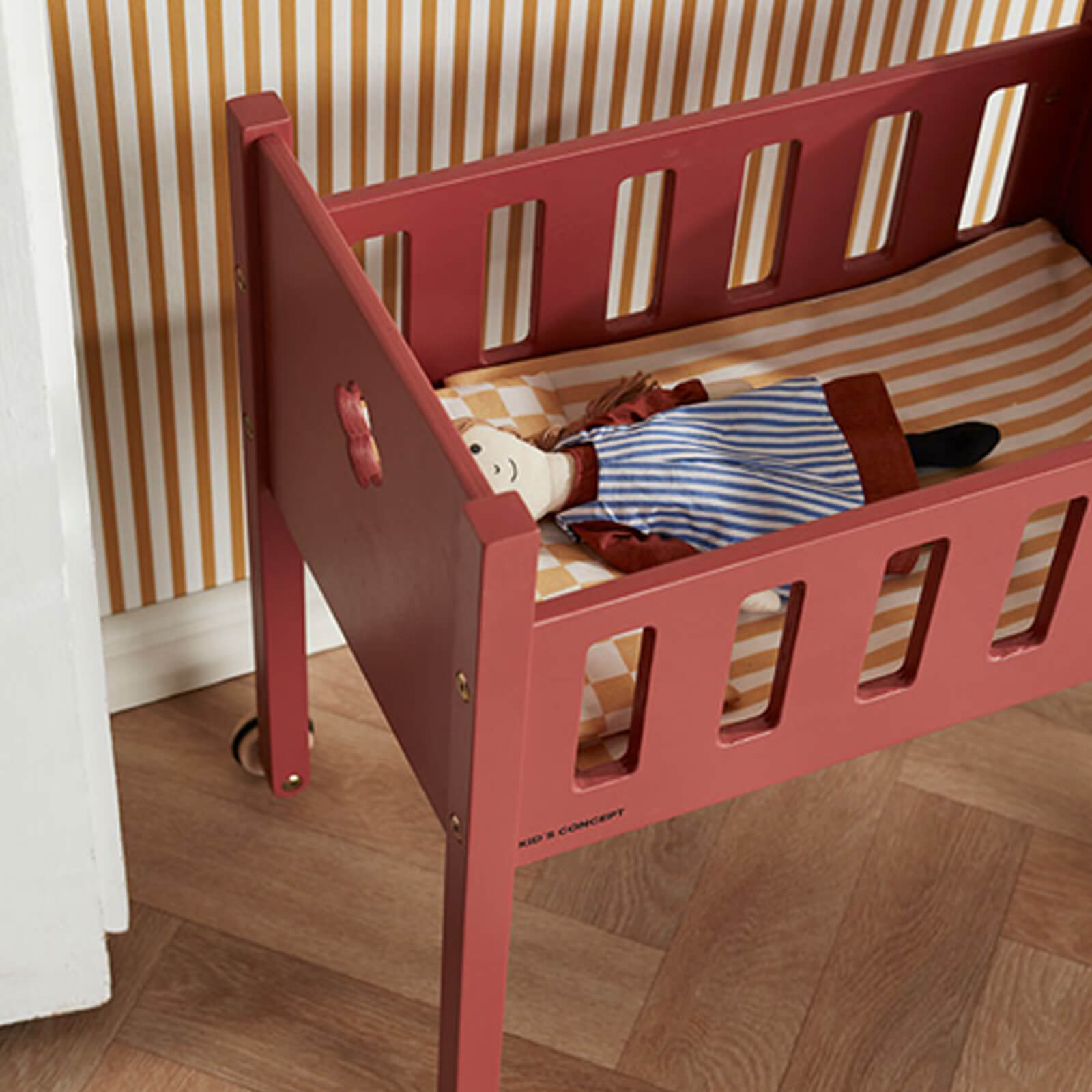 Wooden Doll Bed - Red