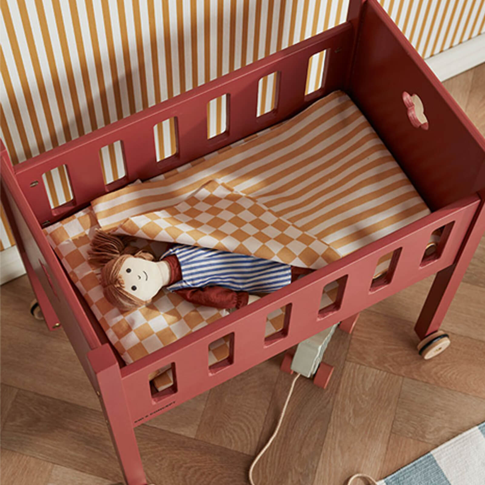 Wooden Doll Bed - Red