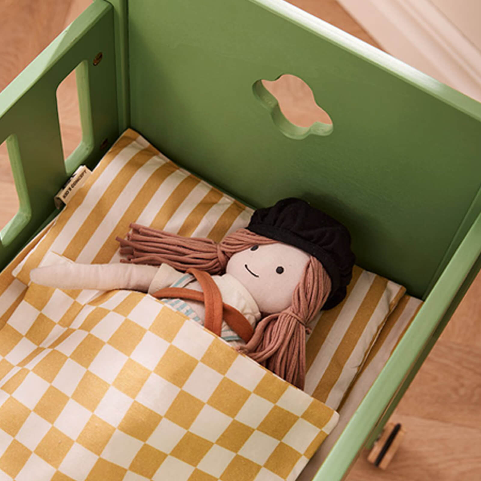 Wooden Doll Bed - Green