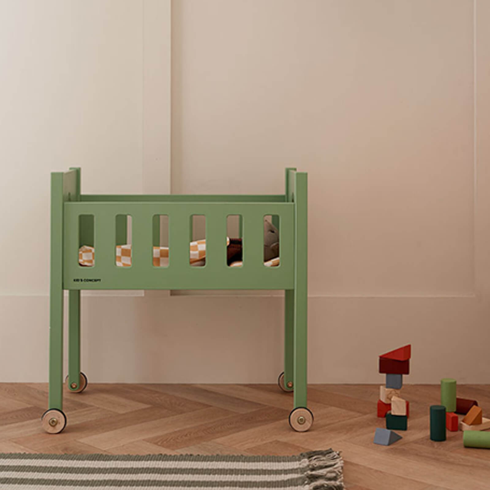 Wooden Doll Bed - Green