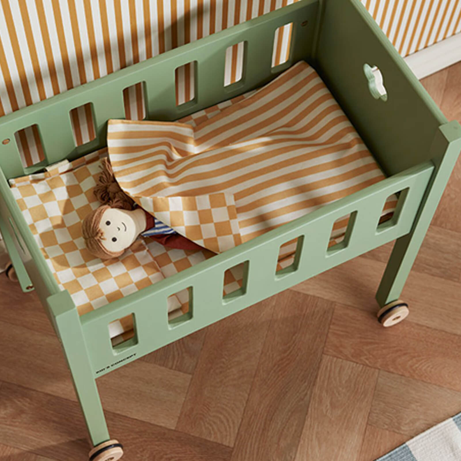 Wooden Doll Bed - Green
