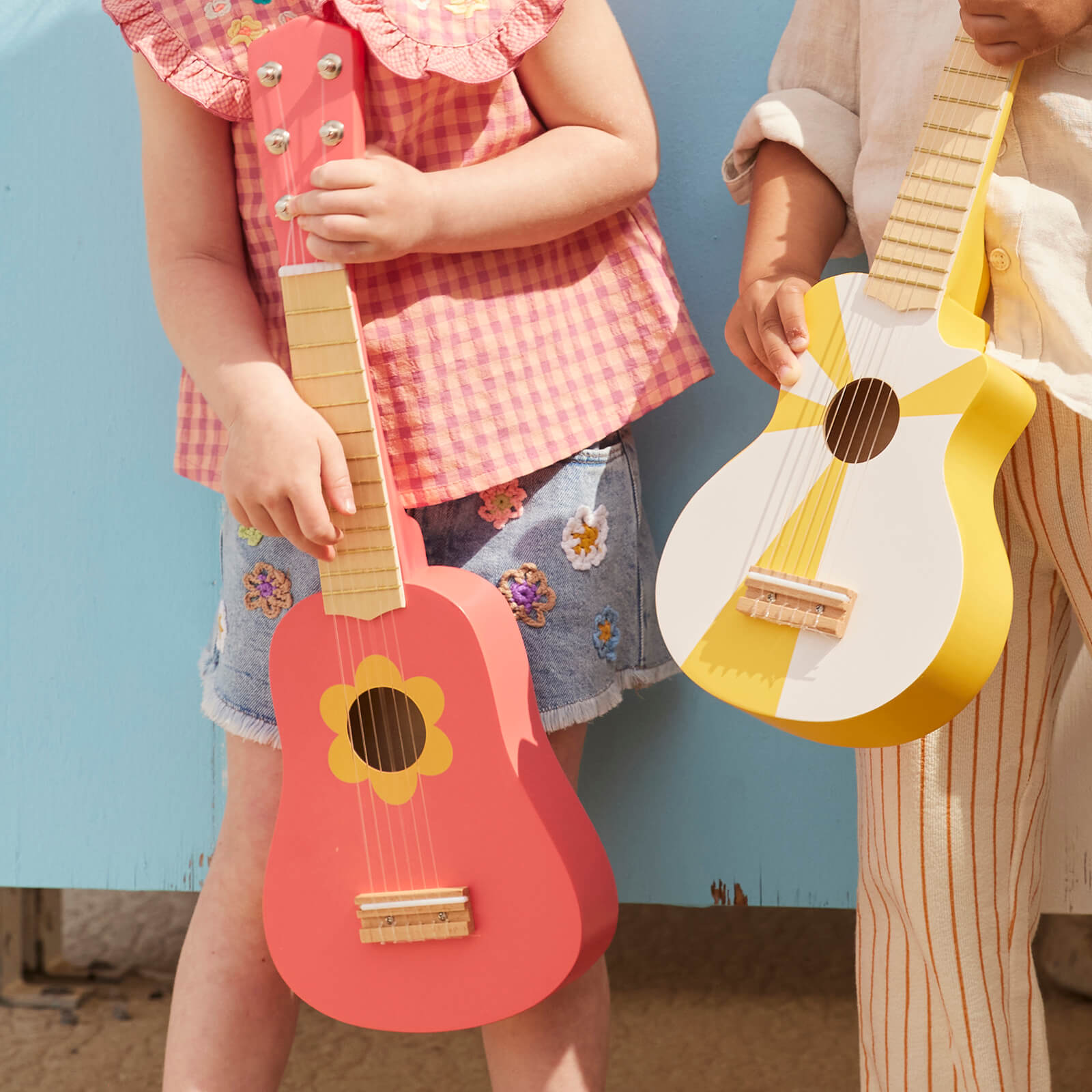 Wooden Guitar -  Flower Pink