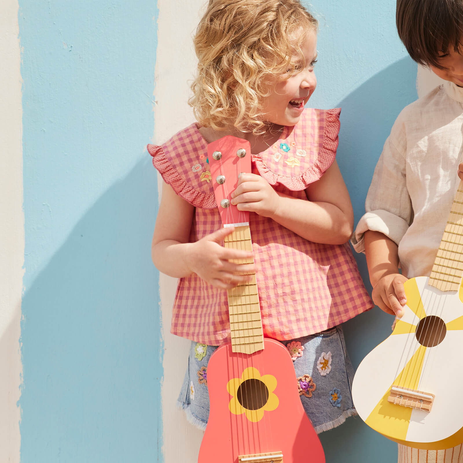 Wooden Guitar -  Flower Pink
