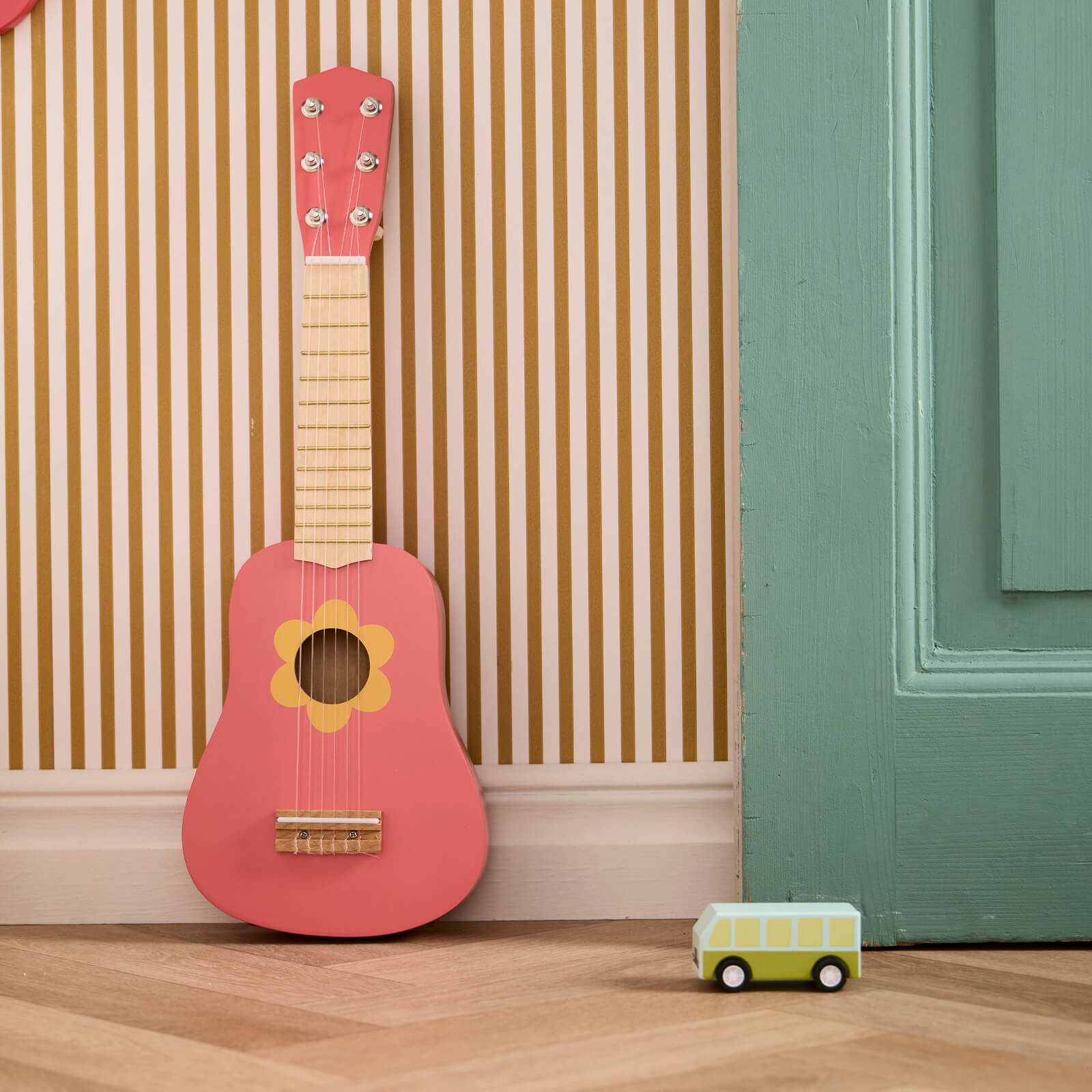 Wooden Guitar -  Flower Pink