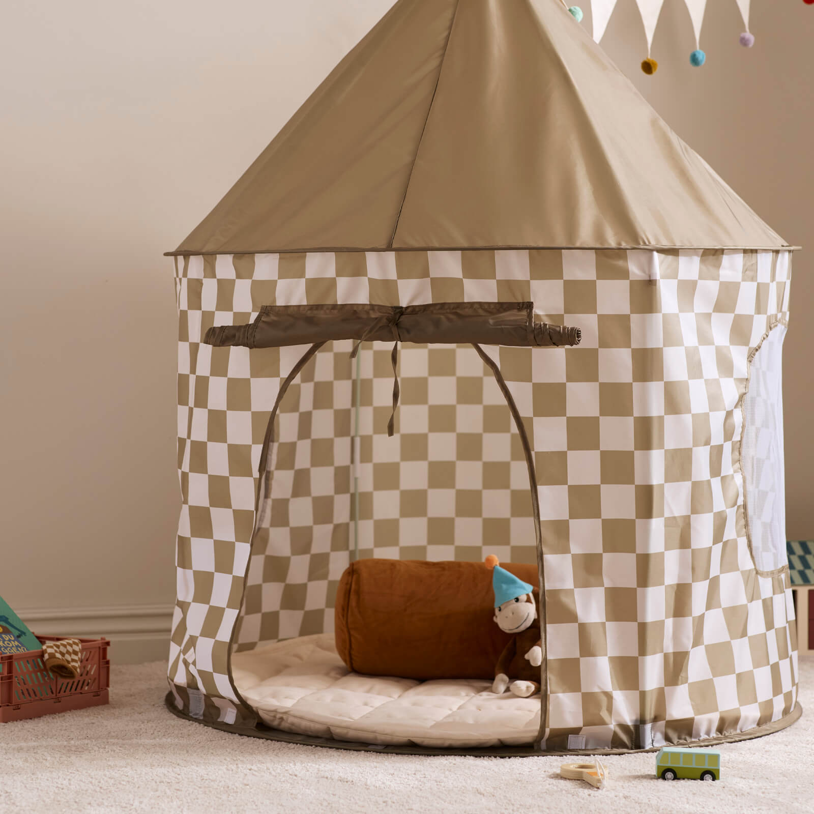 Play Tent Check Khaki