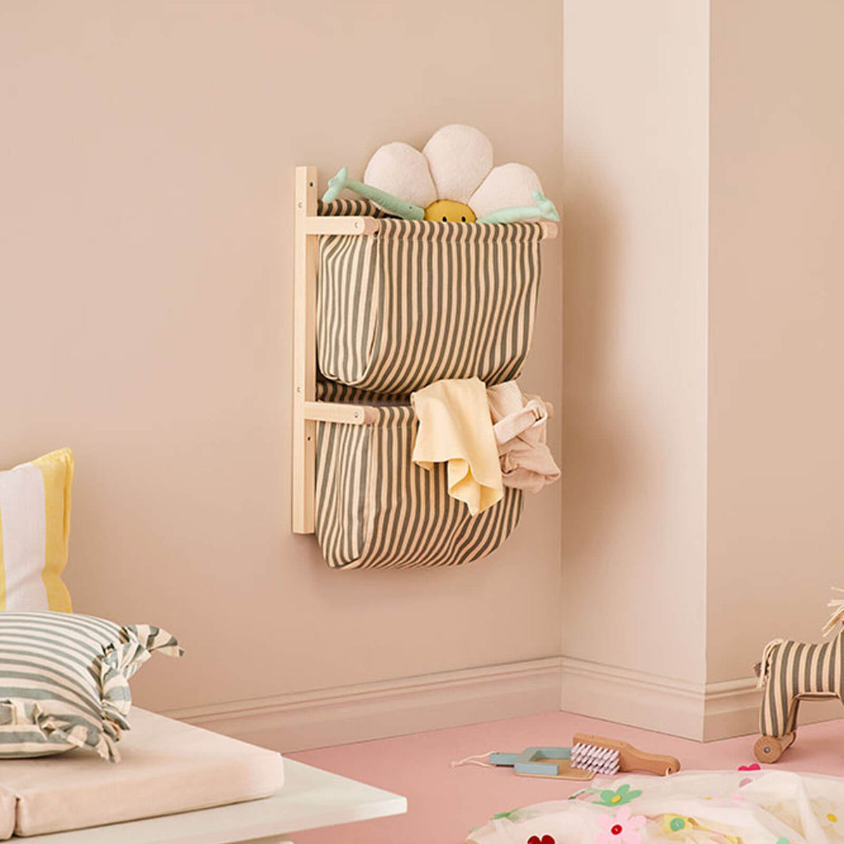Wall Storage - Textile Stripe Green