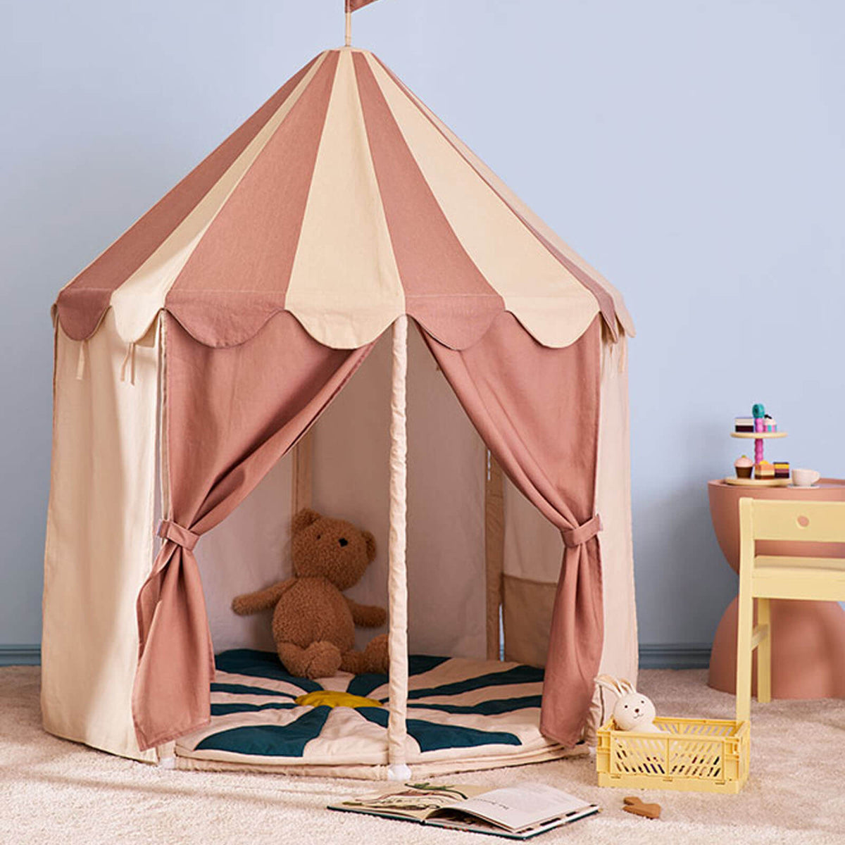 Pavilion Tent - Stripe Dusty Brown