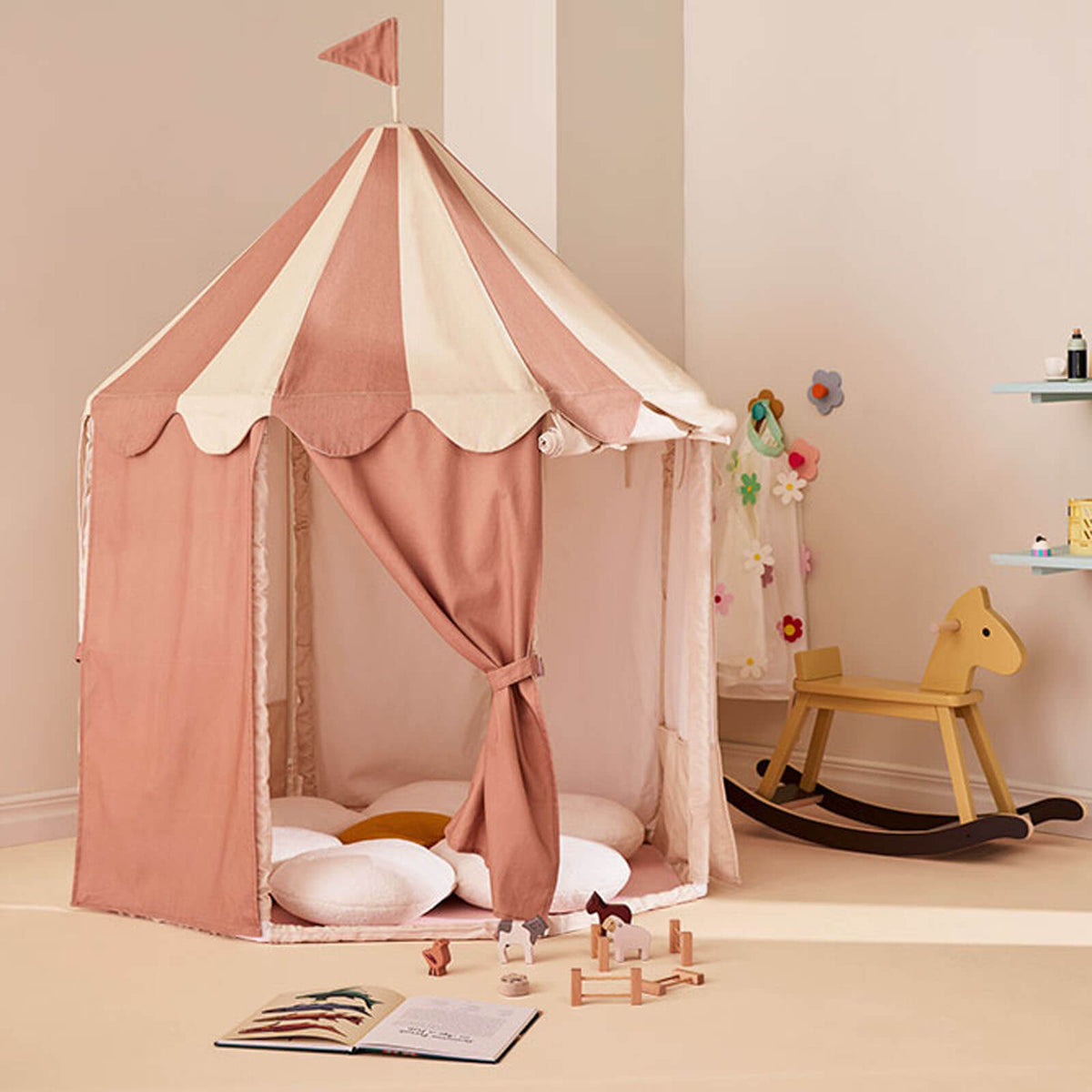 Pavilion Tent - Stripe Dusty Brown