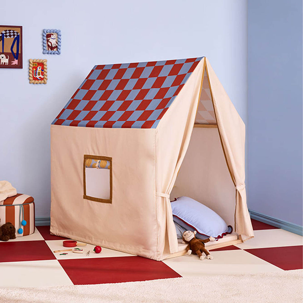 Play House Tent - Dusty Blue Check