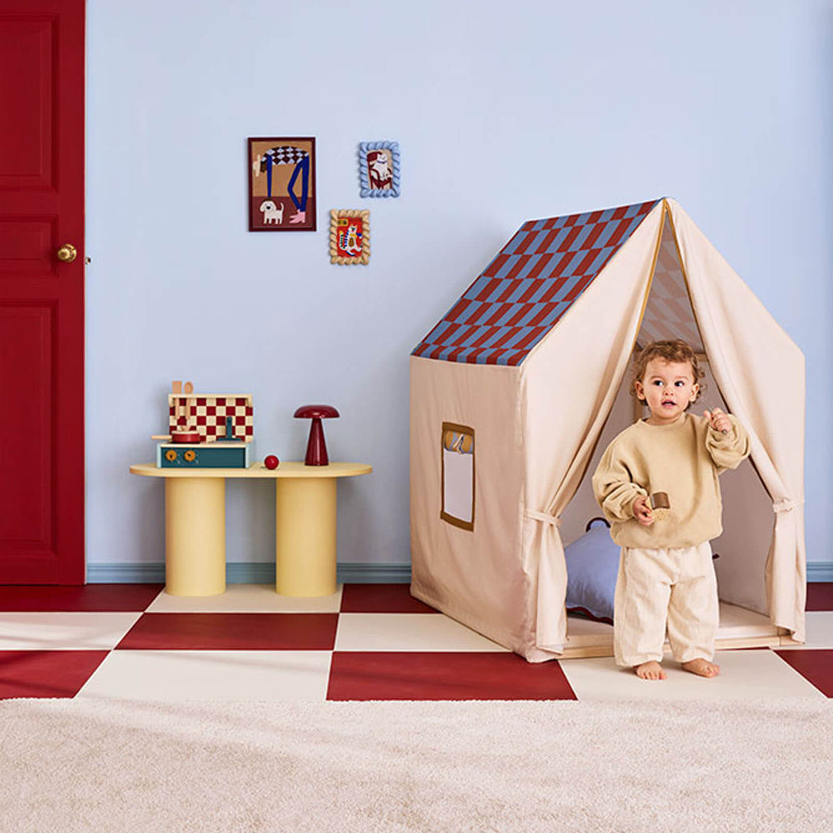 Play House Tent - Dusty Blue Check