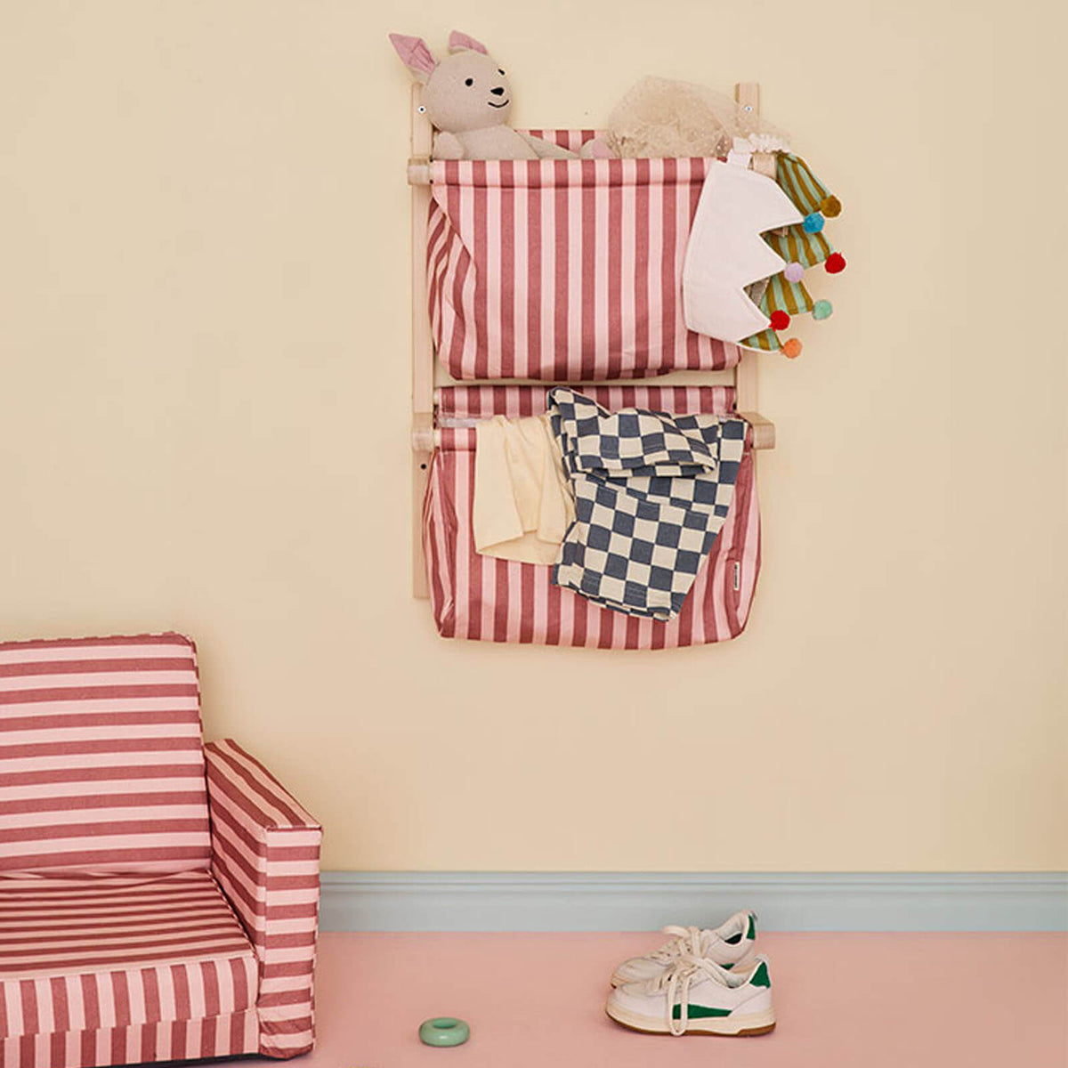 Wall Storage Textile Stripe Clay Pink