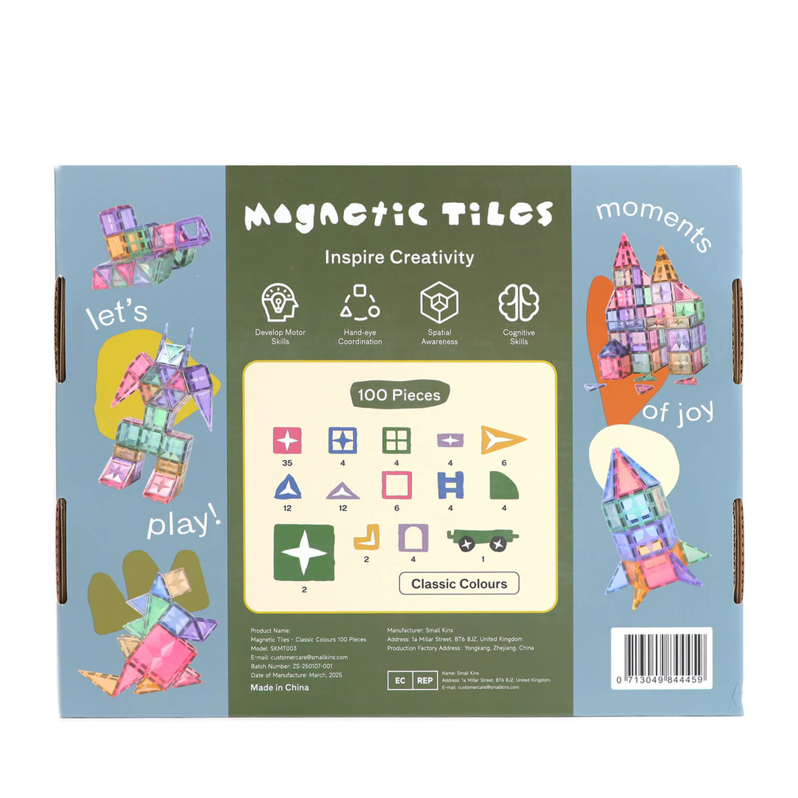 Magnetic Tiles - Classic Colours 100 Pieces