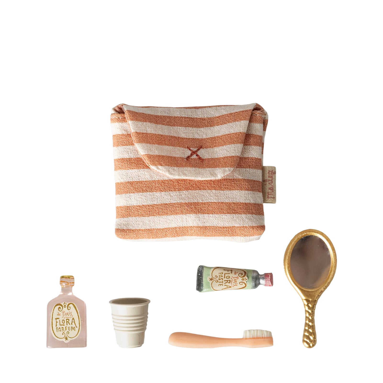 Toothbrush Set In Bag - Mouse - Coral Stripe