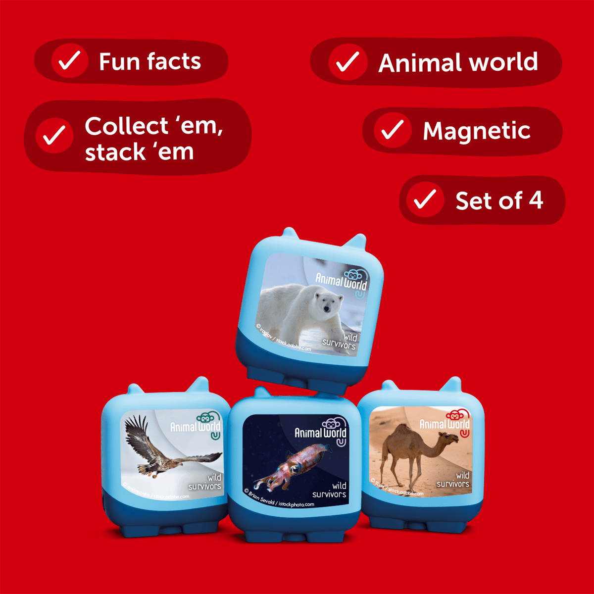 4 Pocket Tonies - Animal World - Wild Survivors