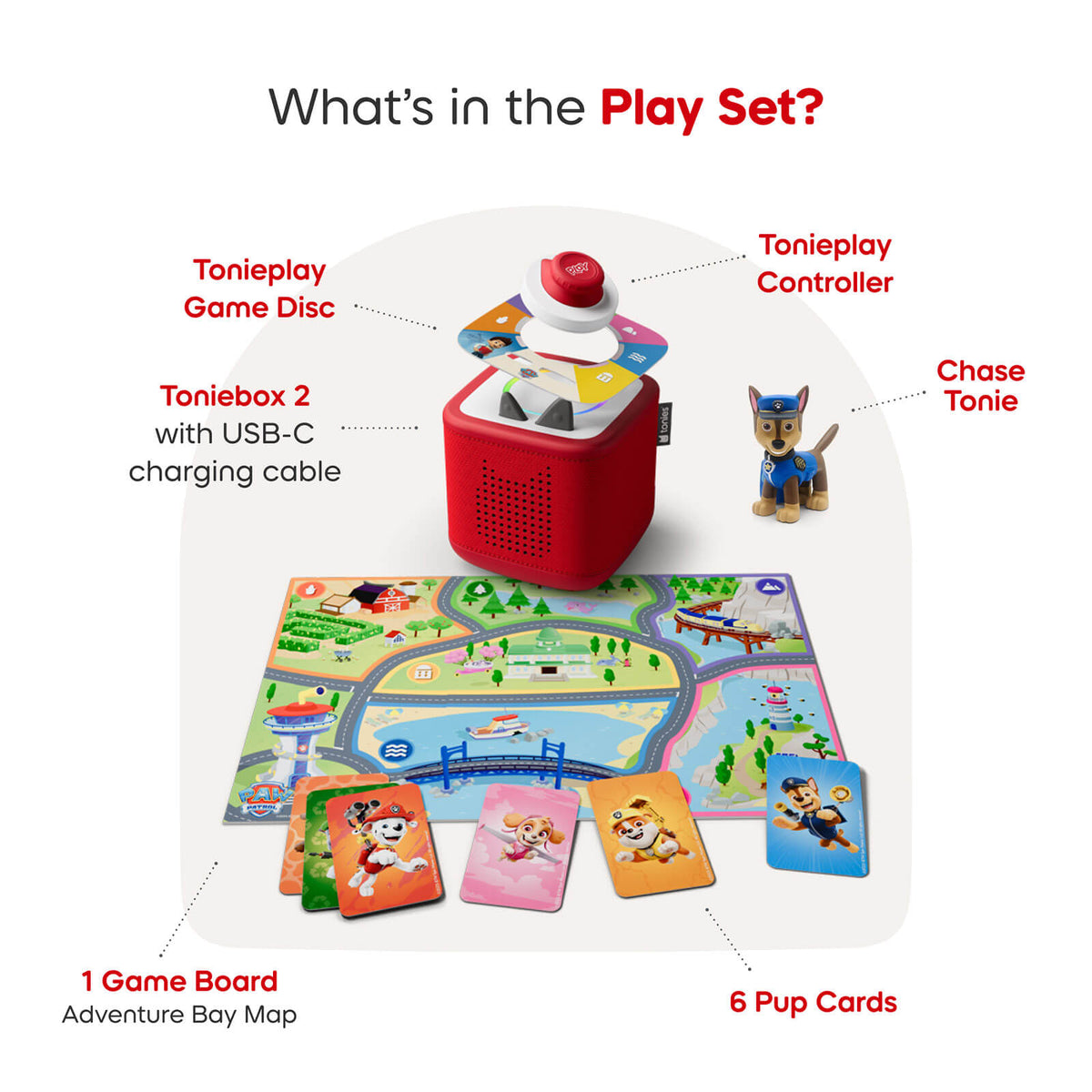 Toniebox 2 Play Set with Paw Patrol Chase - Grey