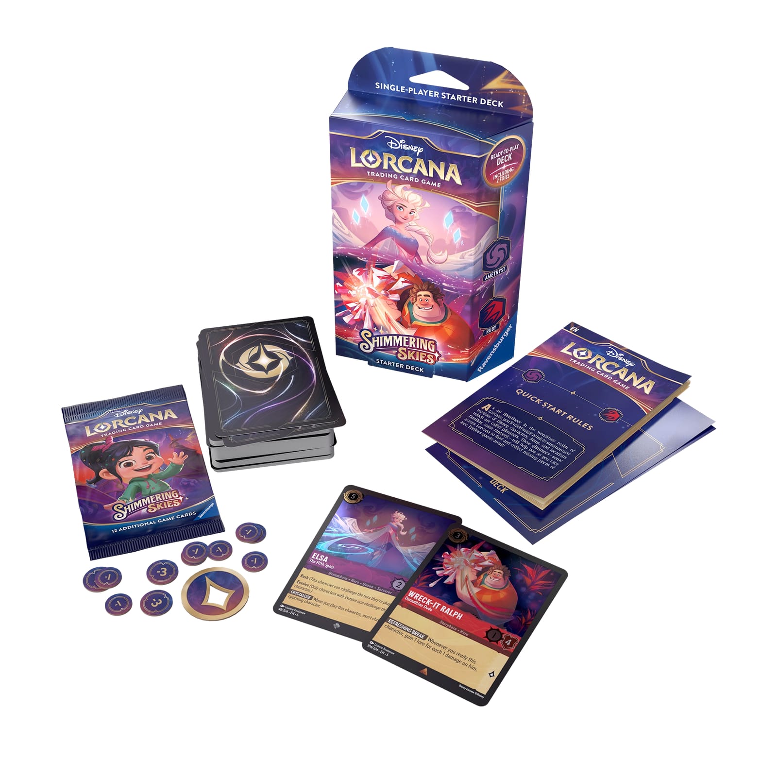 Trading Card Game Starter Deck - Shimmering Skies - Elsa and Wreck-It Ralph