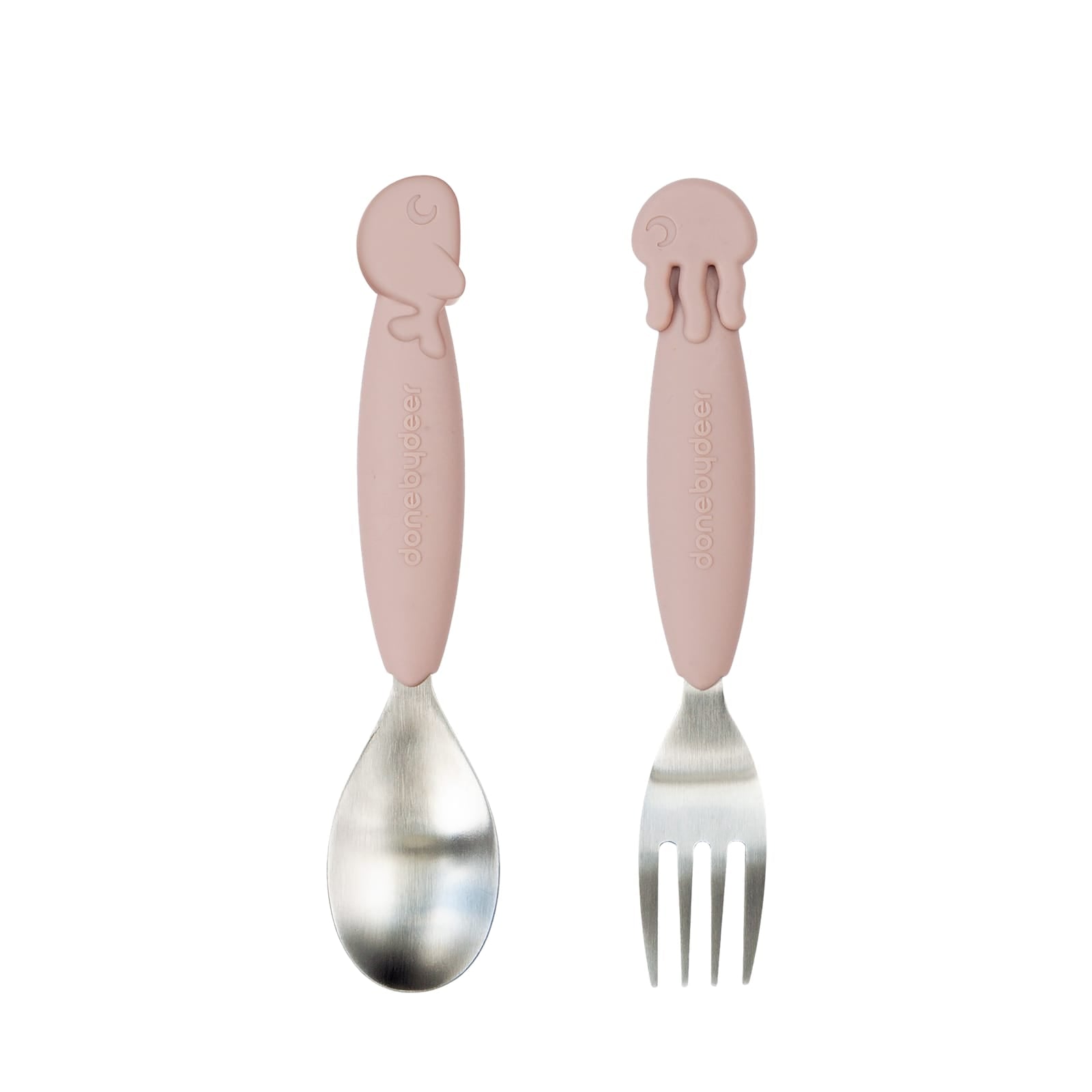 Easy Grip Spoon and Fork Set - Sea Friends Powder