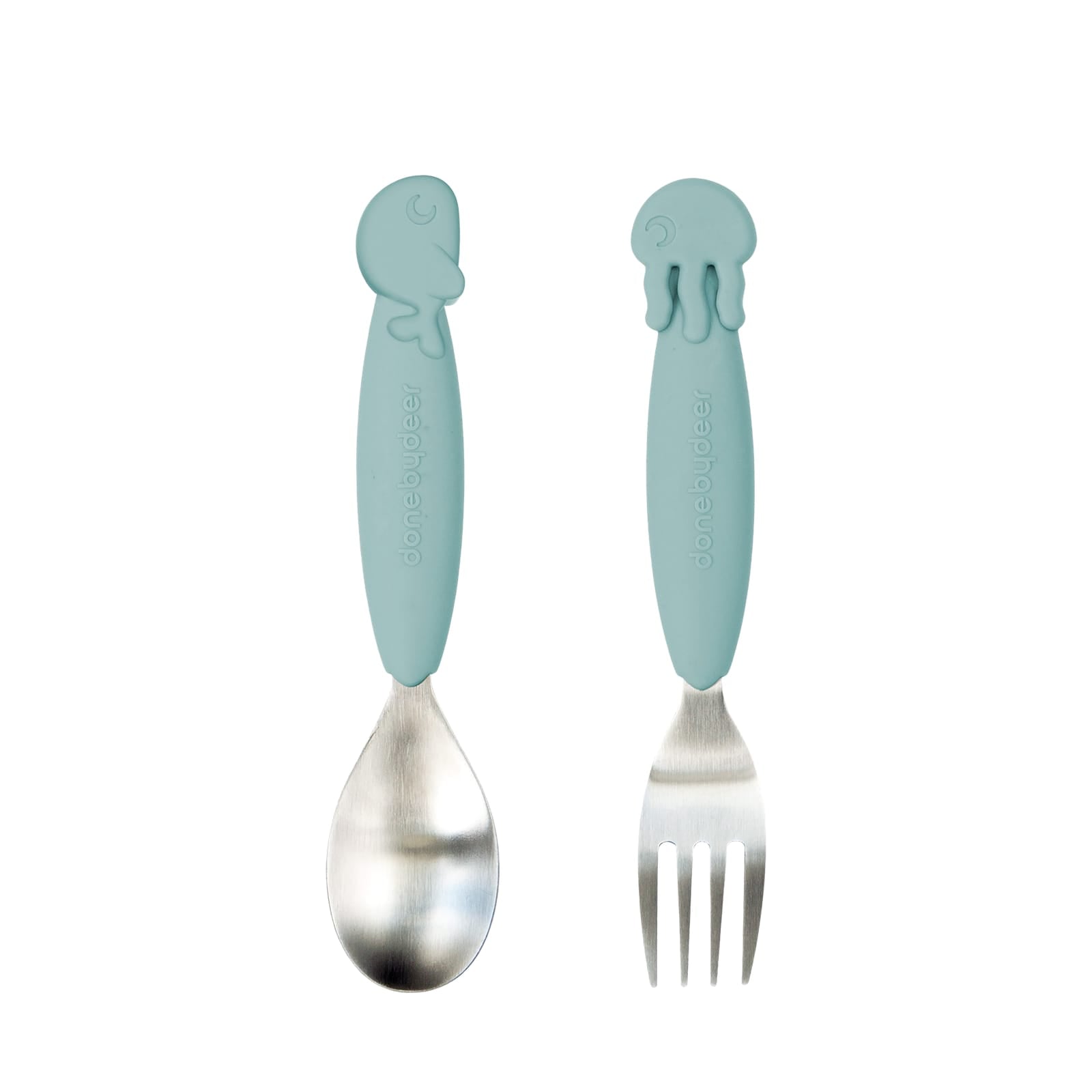 Easy Grip Spoon and Fork Set - Sea Friends Blue