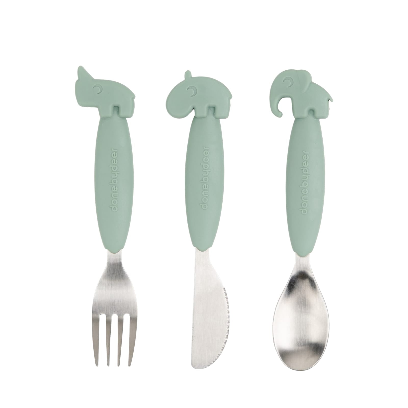 Easy Grip Cutlery Set - Deer Friends Green