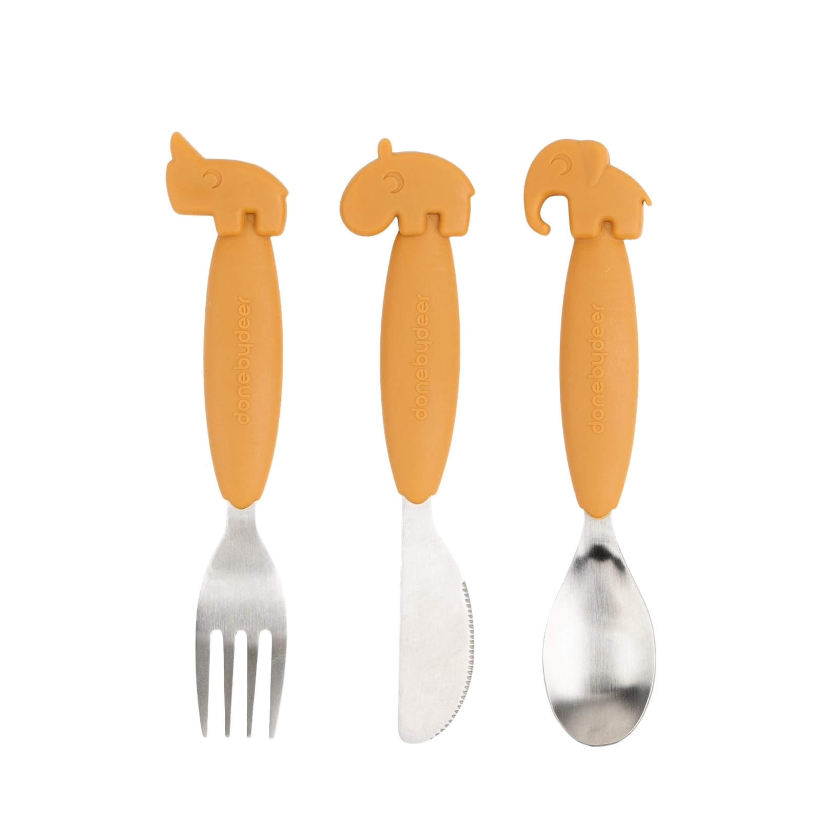 Easy Grip Cutlery Set - Deer Friends Mustard