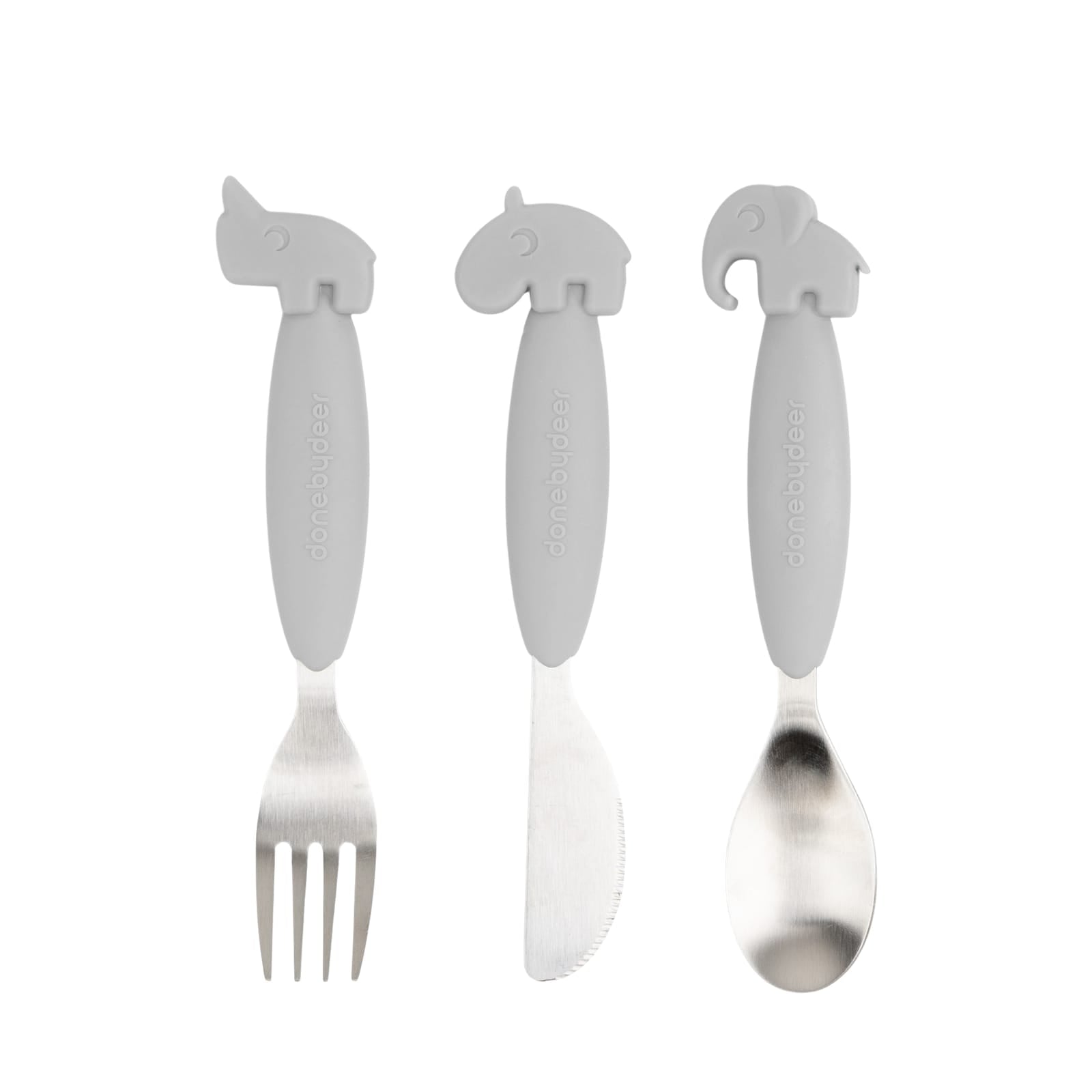 Easy Grip Cutlery Set - Deer Friends Grey