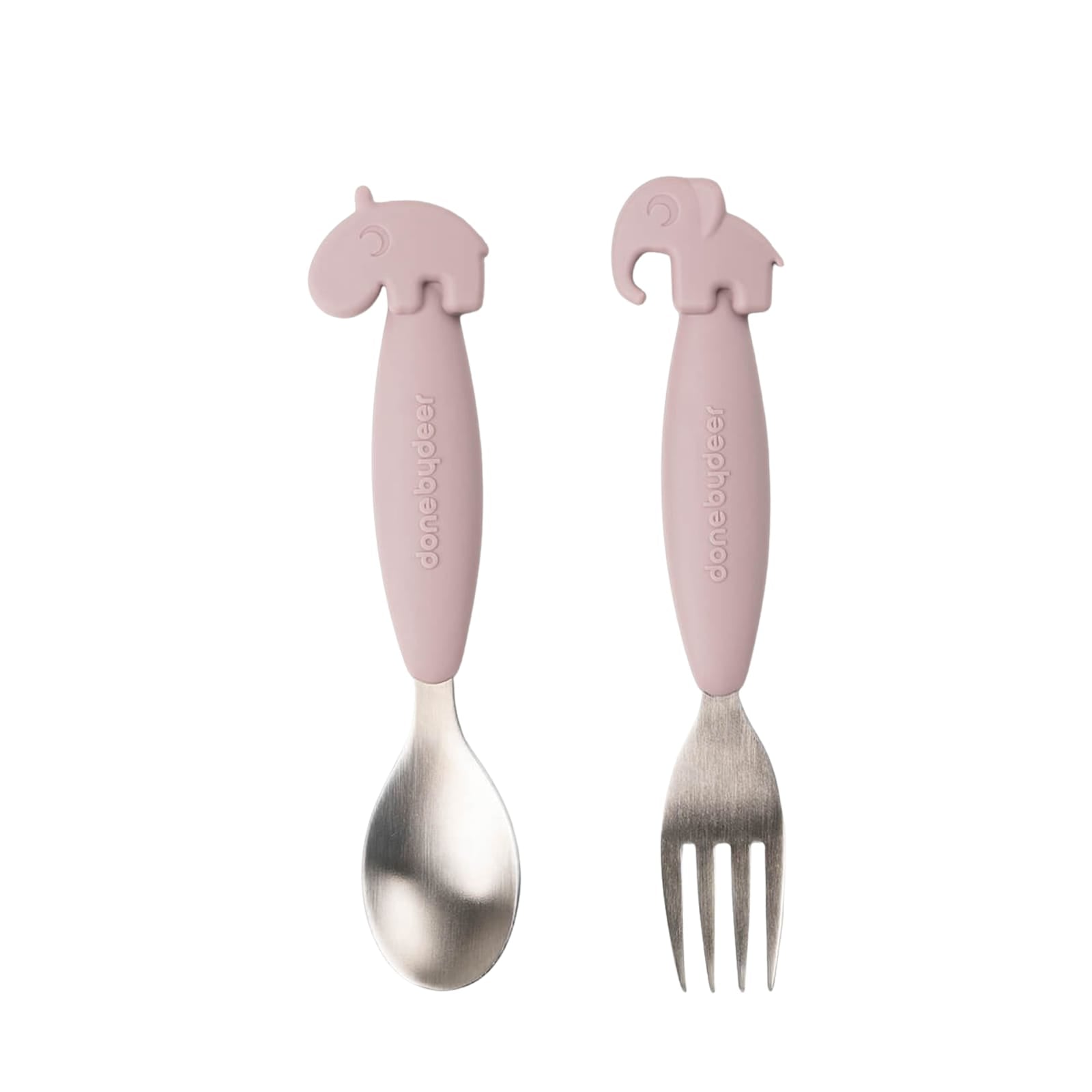 Easy Grip Spoon and Fork Set - Deer Friends Powder