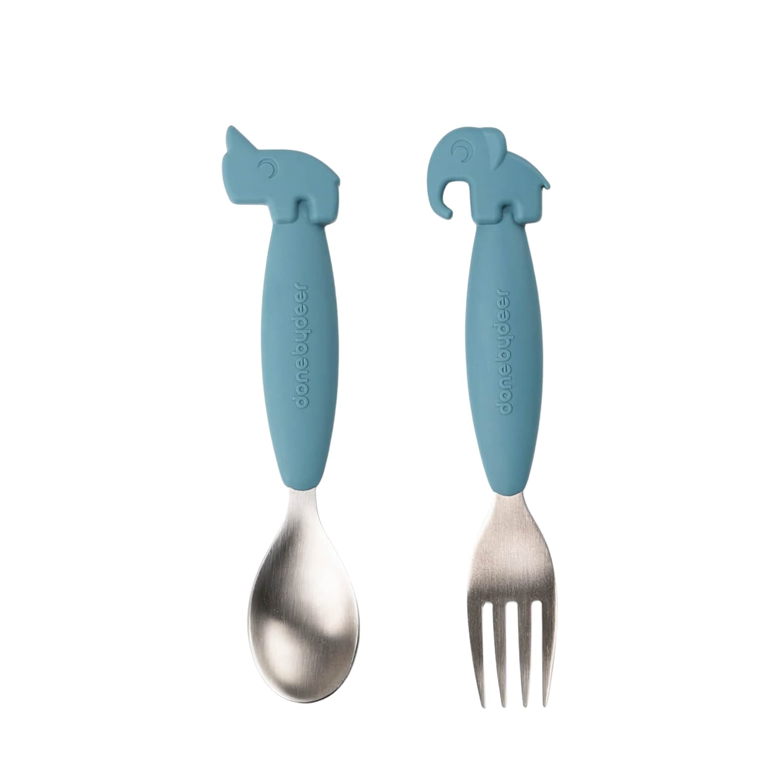 Easy Grip Spoon and Fork Set - Deer Friends Blue