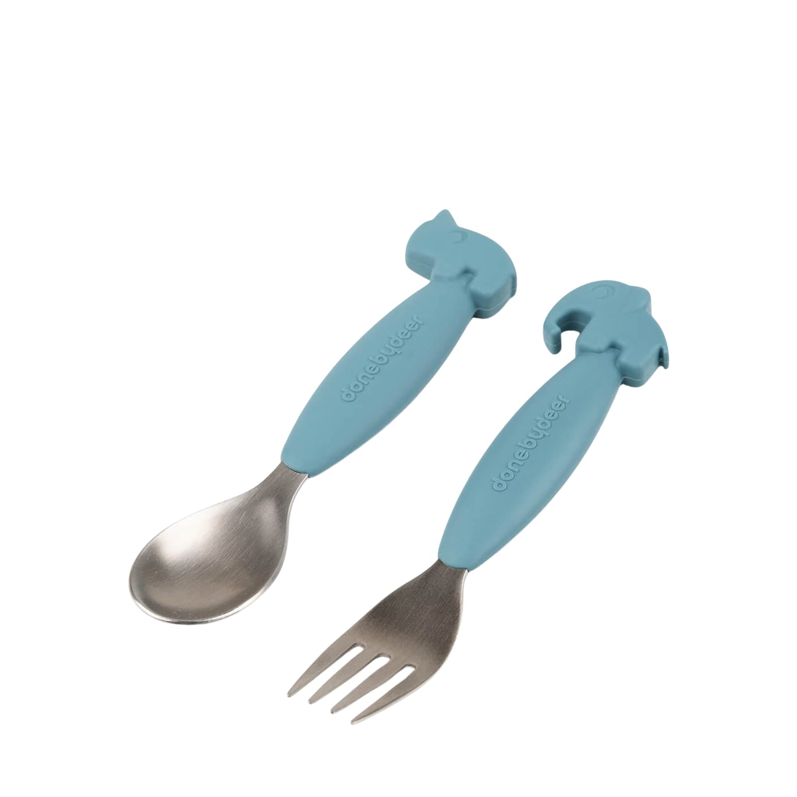 Easy Grip Spoon and Fork Set - Deer Friends Blue