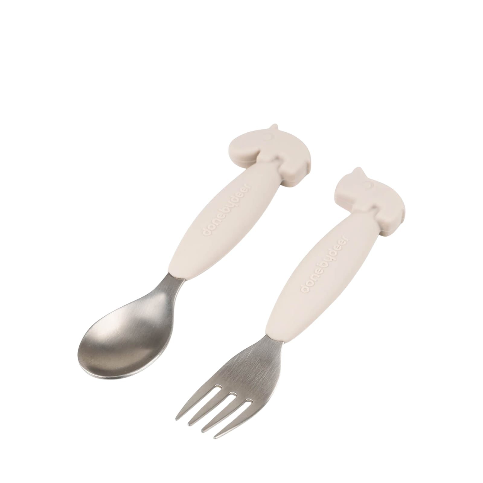 Easy Grip Spoon and Fork Set - Deer Friends Sand