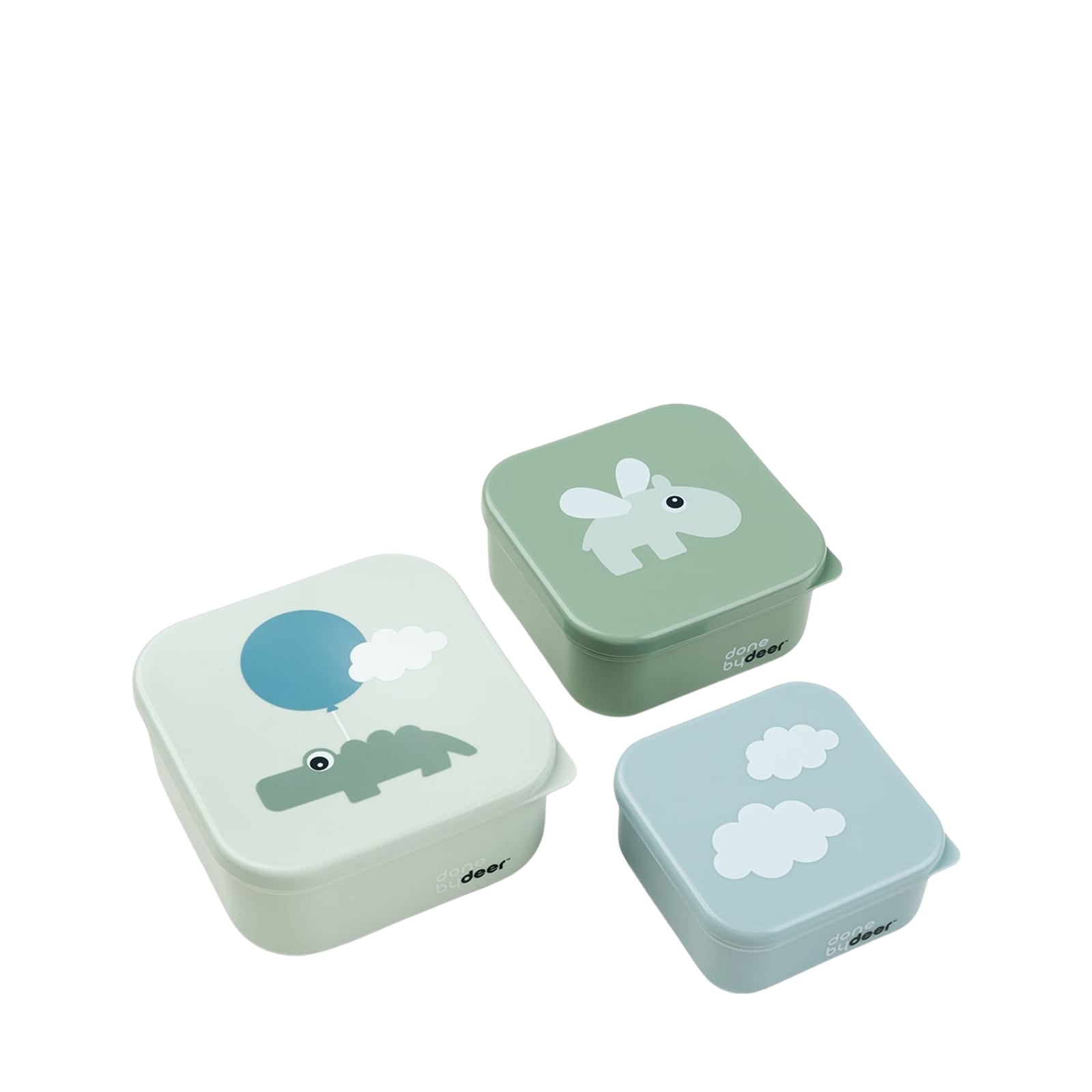 Snack Box Set 3 Pieces - Happy Clouds Green