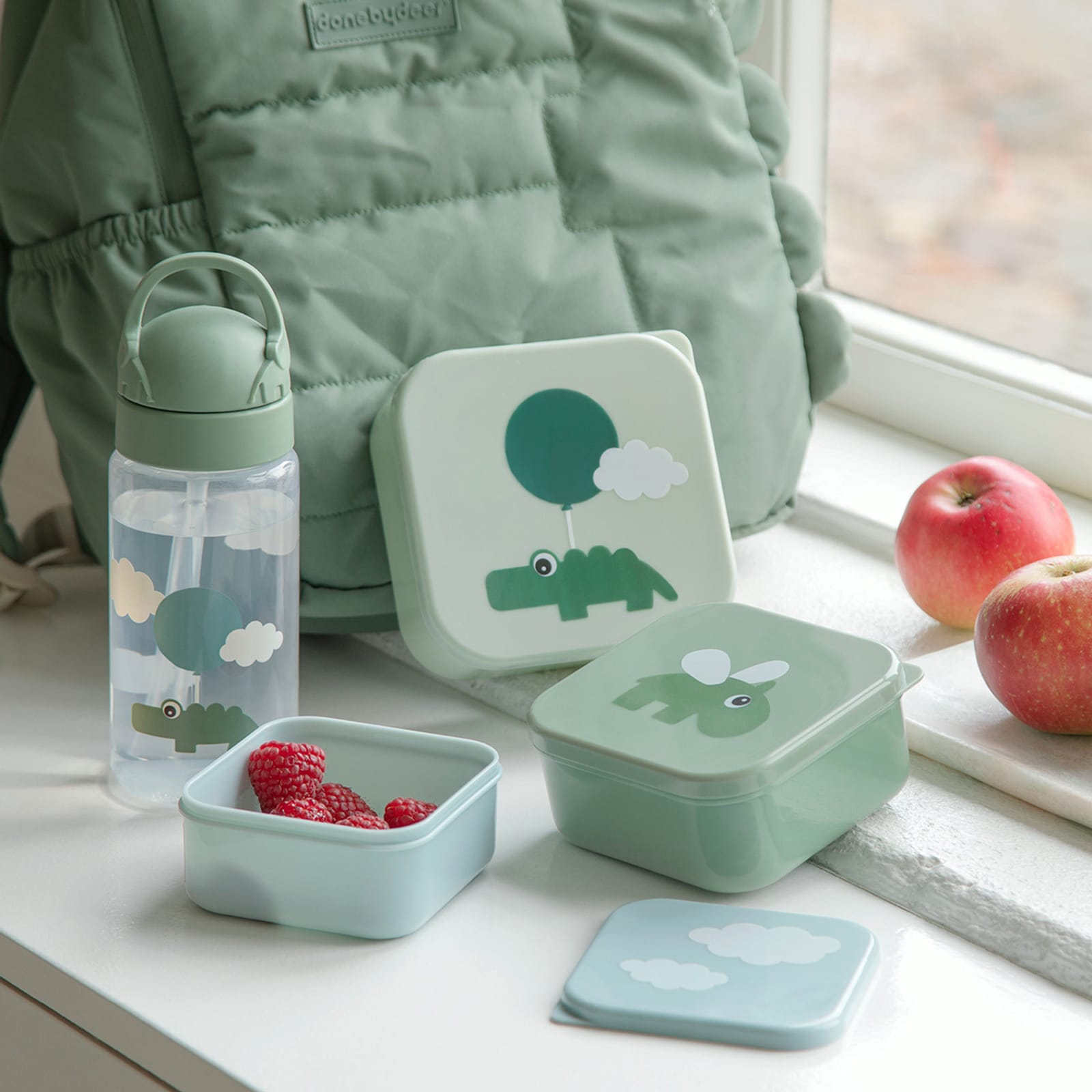 Snack Box Set 3 Pieces - Happy Clouds Green