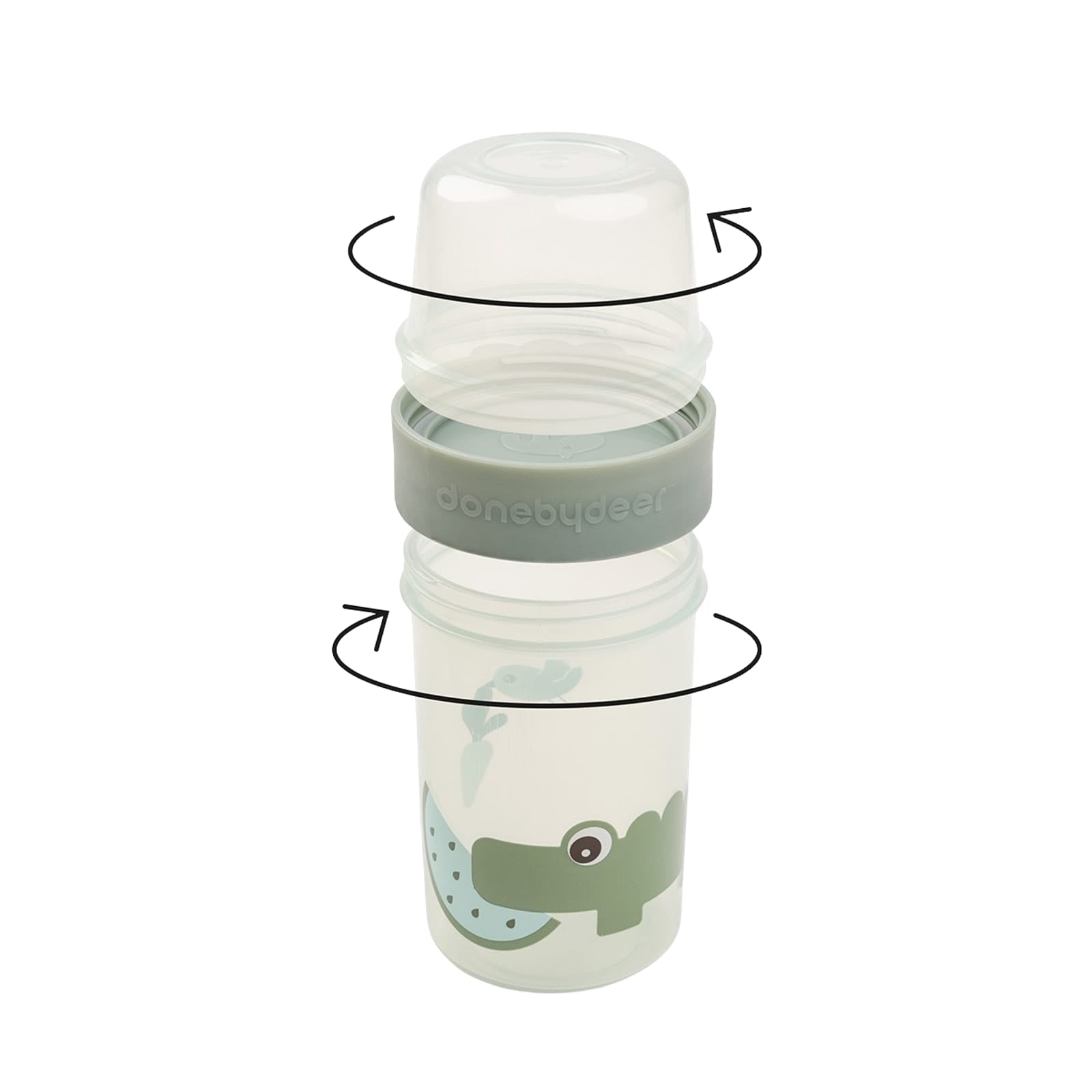 2 Way Large Snack Container - Croco Green