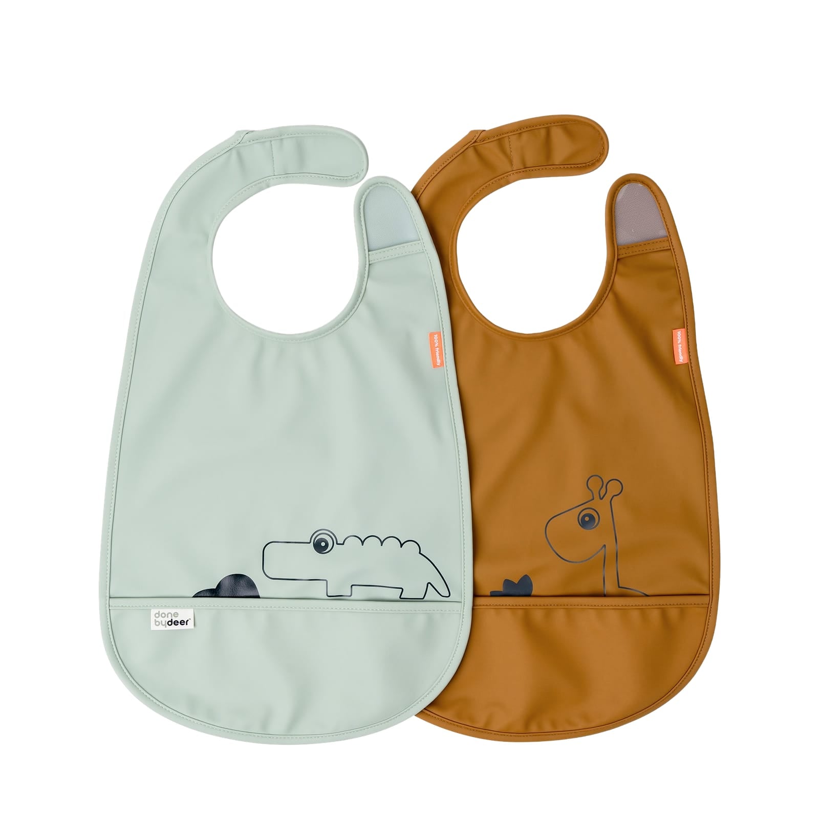 Bib 2 Pack - Deer Friends Mustard and Green