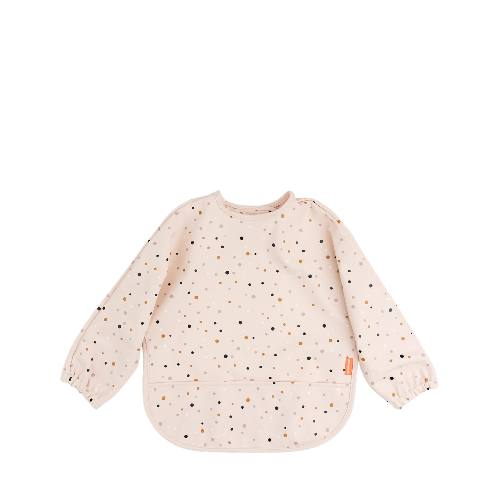 Sleeved Pocket Bib - Happy Dots Powder