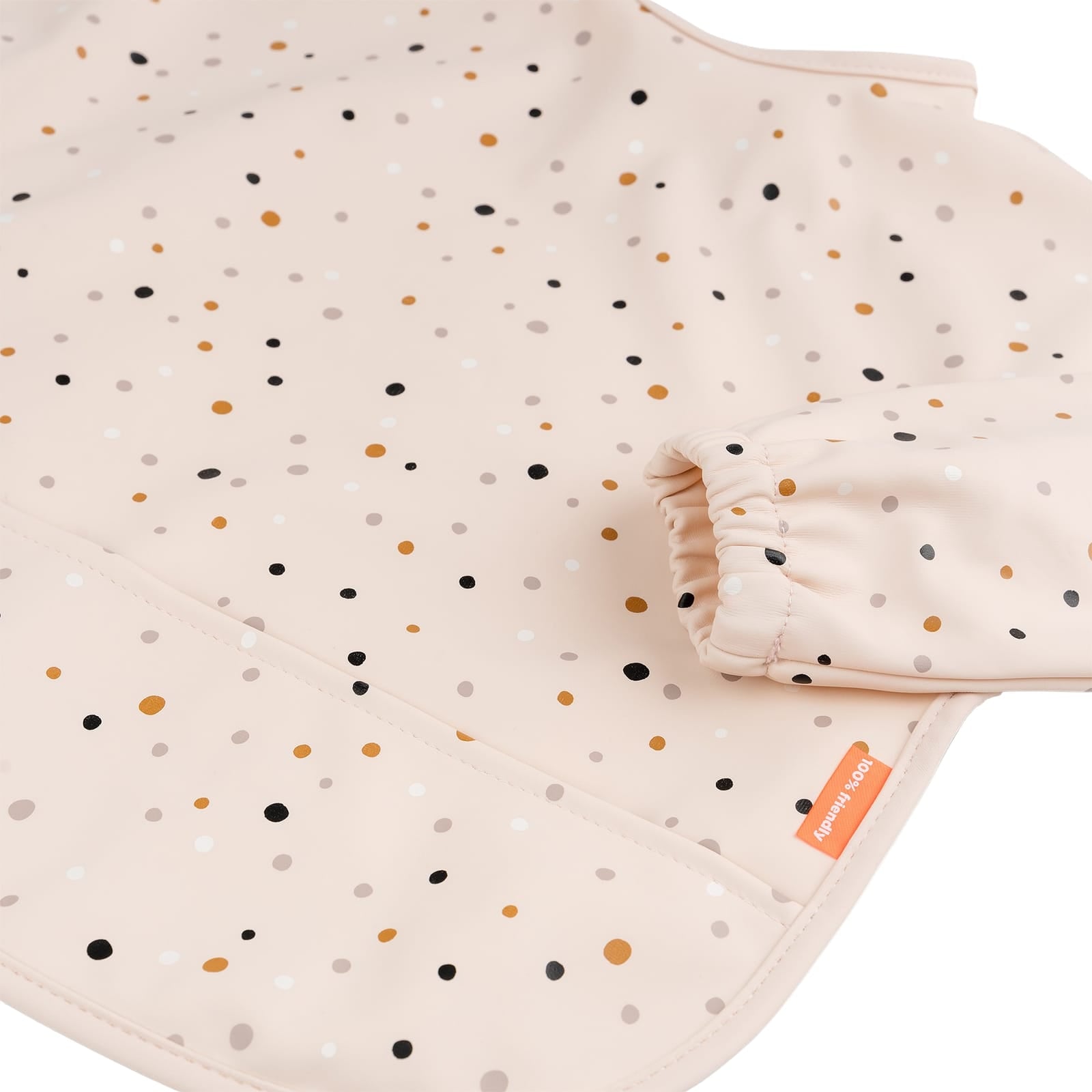 Sleeved Pocket Bib - Happy Dots Powder