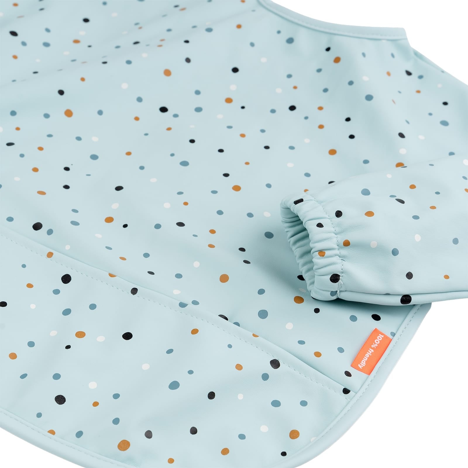 Sleeved Pocket Bib - Happy Dots Blue