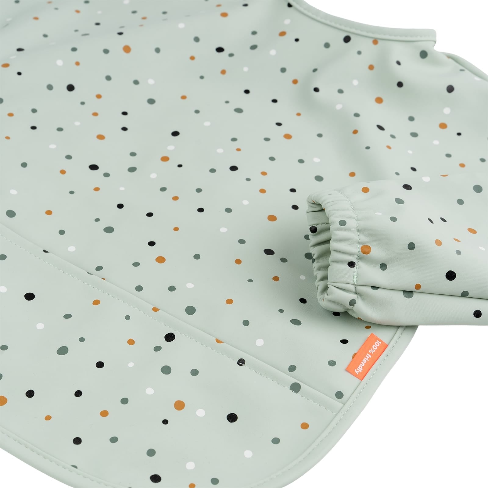 Sleeved Pocket Bib - Happy Dots Green