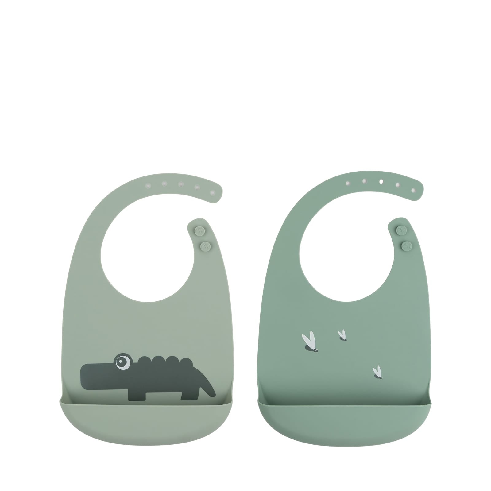 Silicone Bib 2 Pack - Croco Green