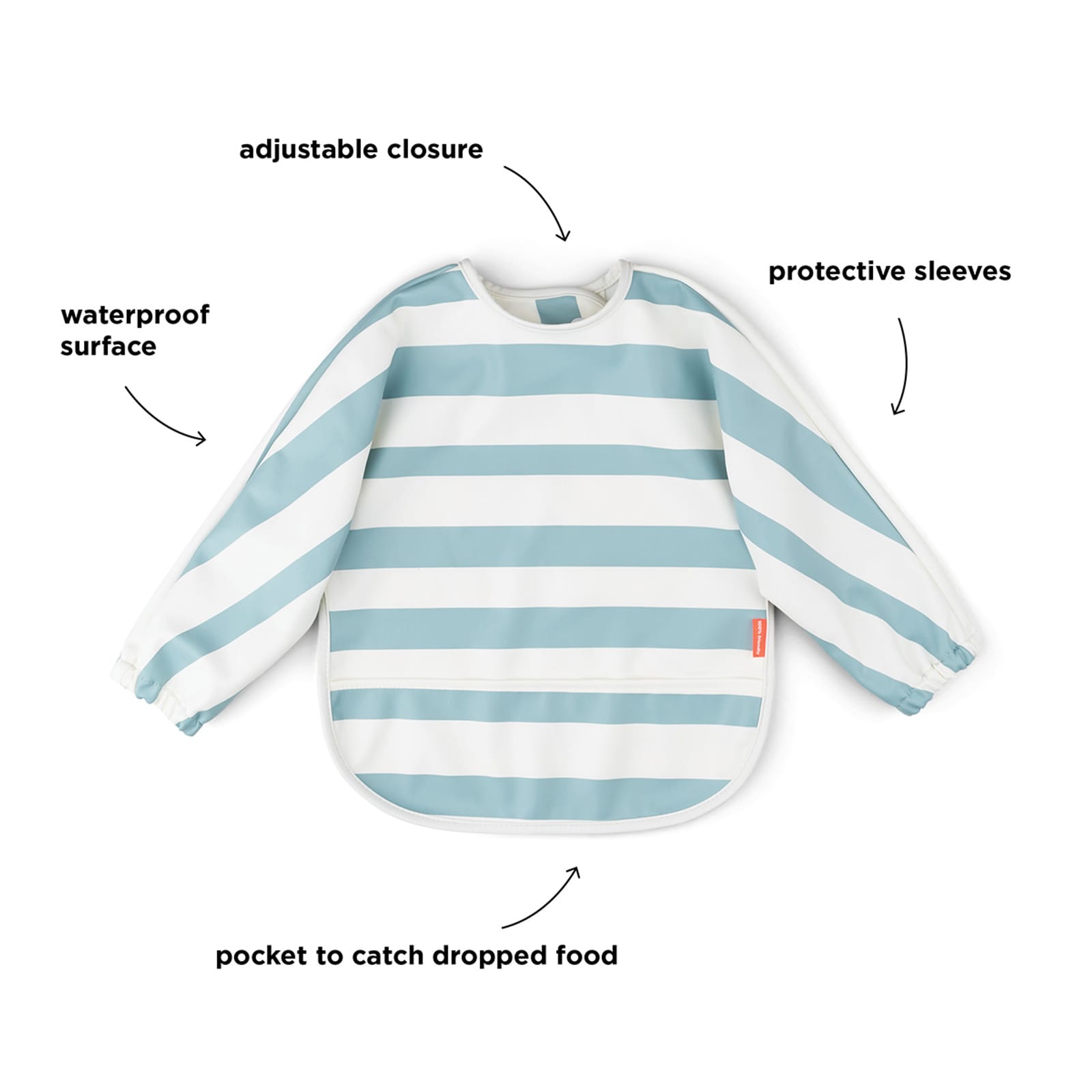 Sleeved Pocket Bib - Stripes Blue