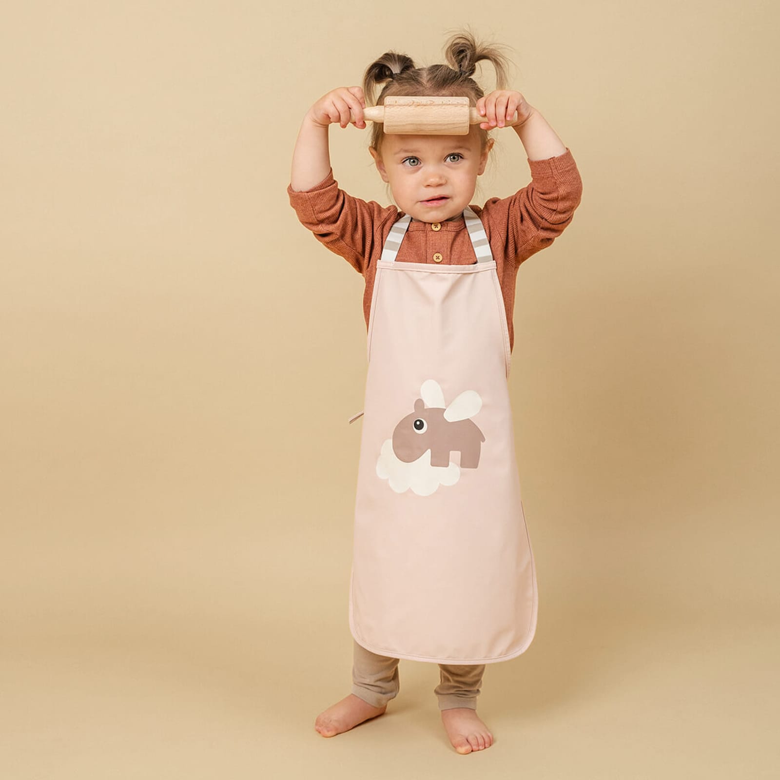 Waterproof Kids Apron - Happy Clouds Powder