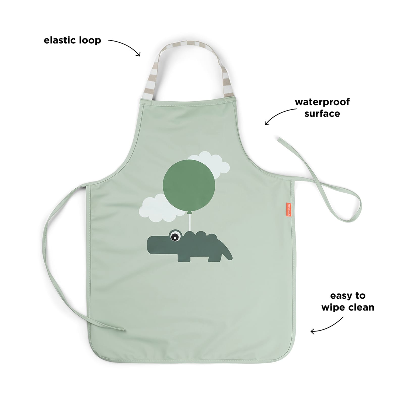 Waterproof Kids Apron - Happy Clouds Green