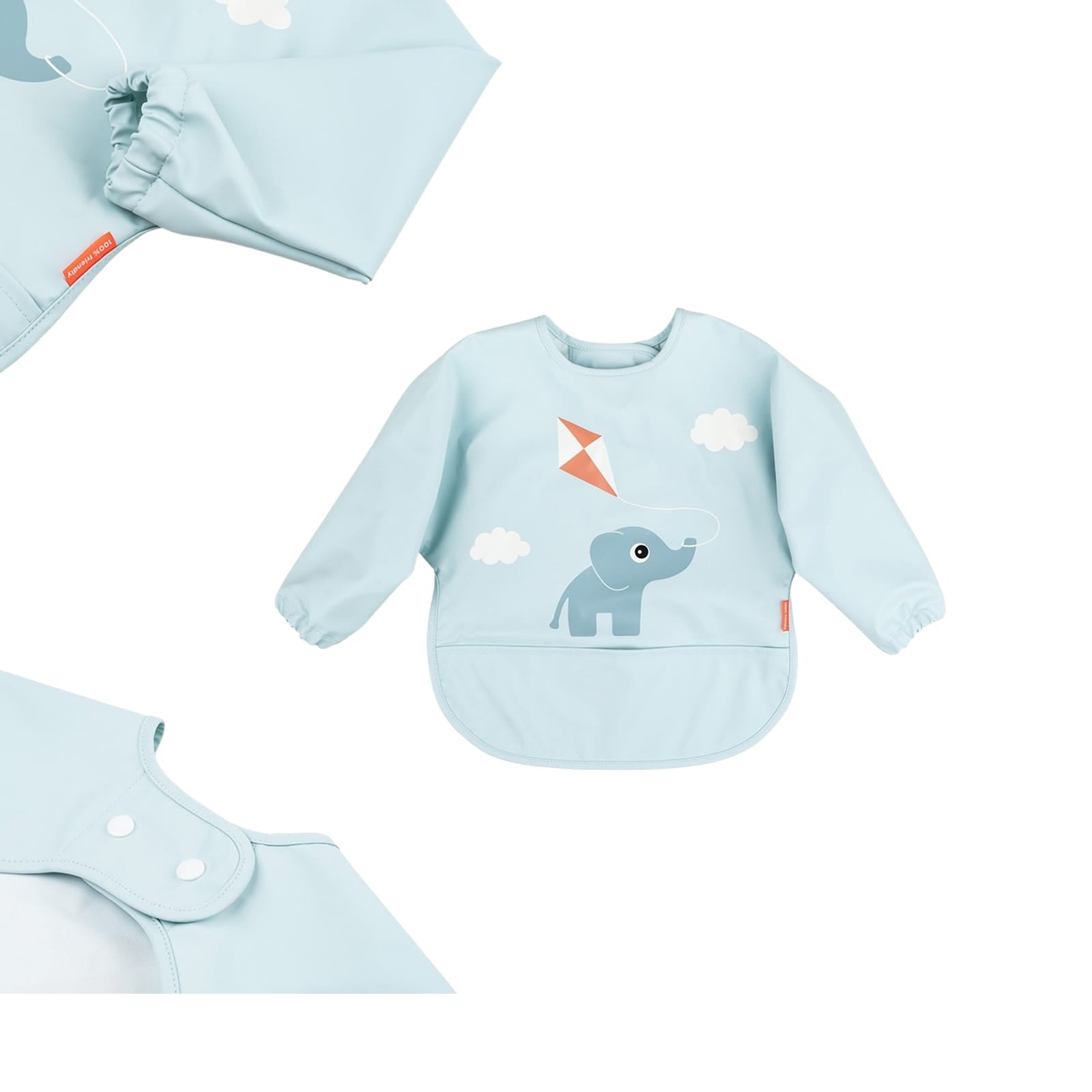 Sleeved Pocket Bib - Playground Blue