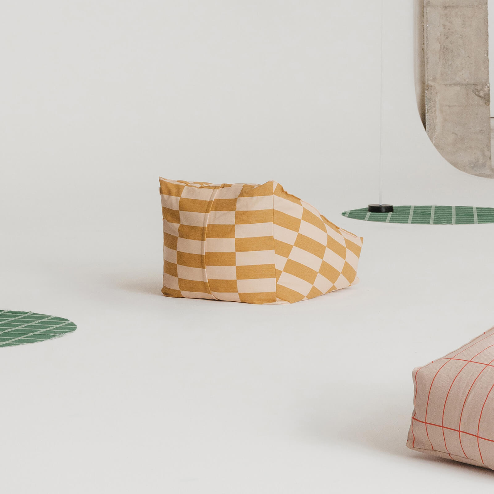 Armchair Beanbag Vibes - Mustard and Sand Tiles