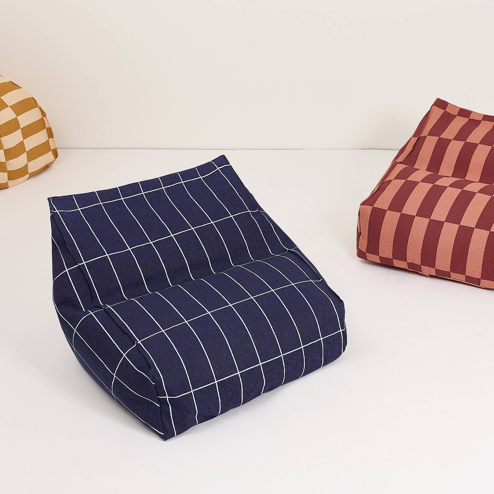 Armchair Beanbag Vibes - Navy Blue Grid