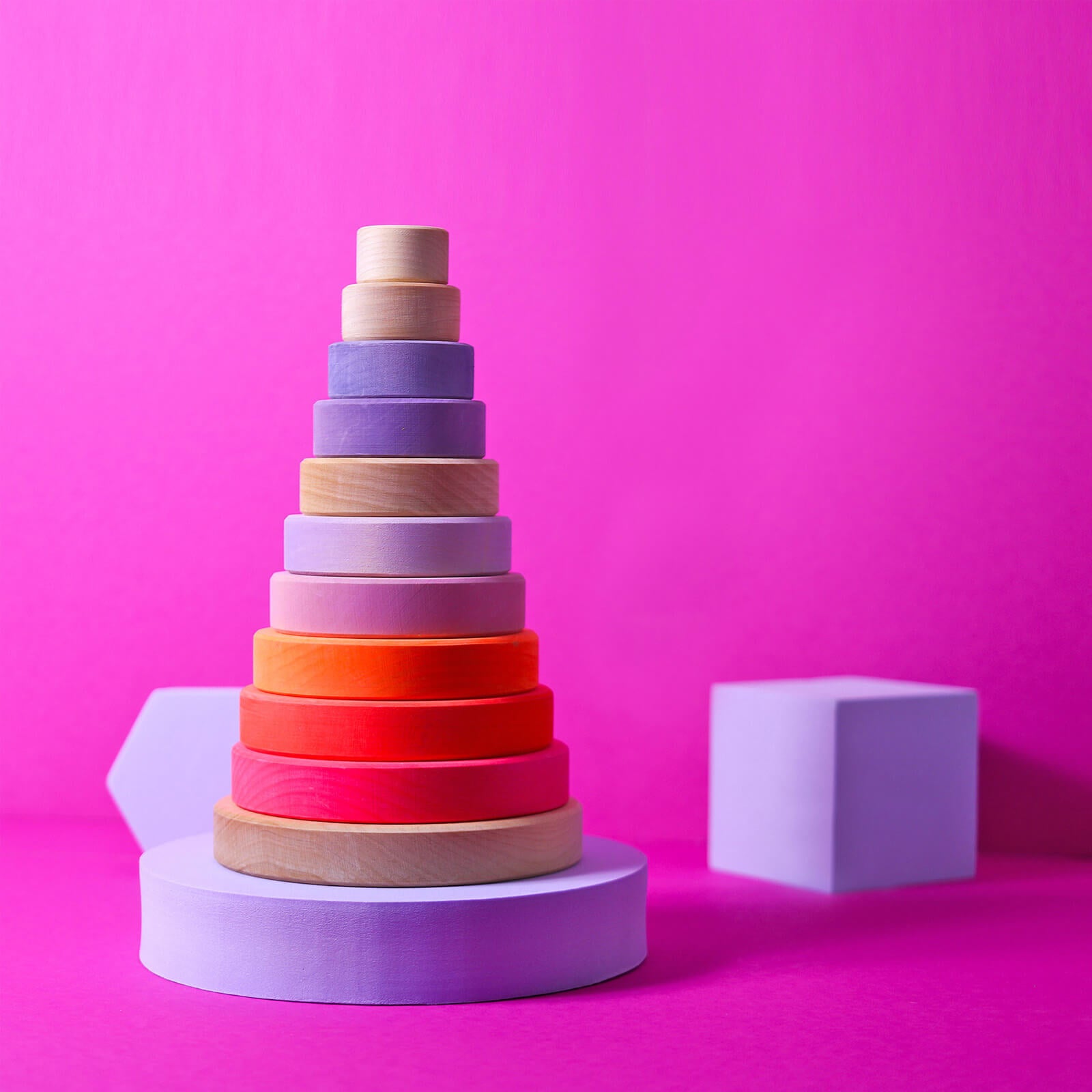 Wooden Conical Tower - Neon Pink