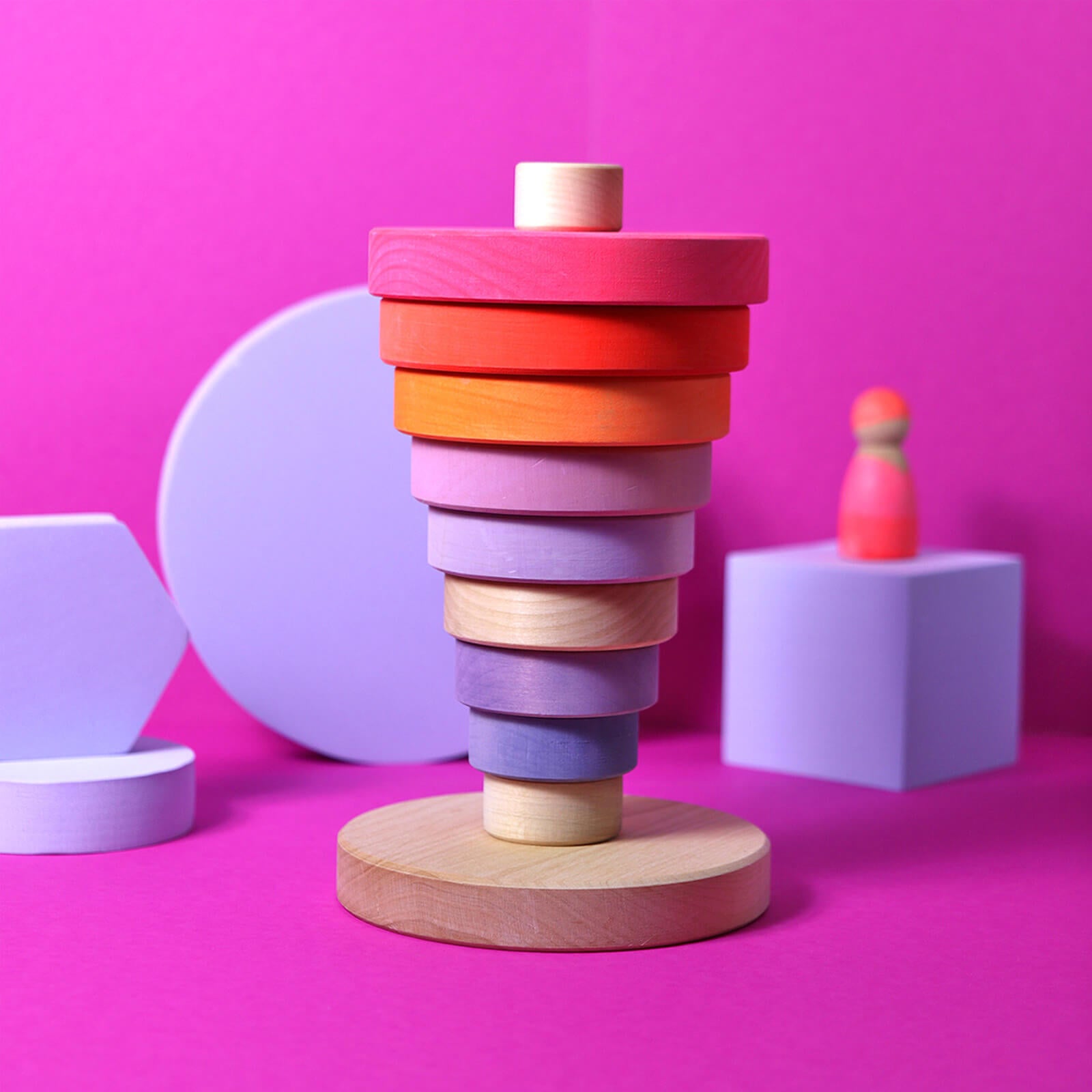 Wooden Conical Tower - Neon Pink
