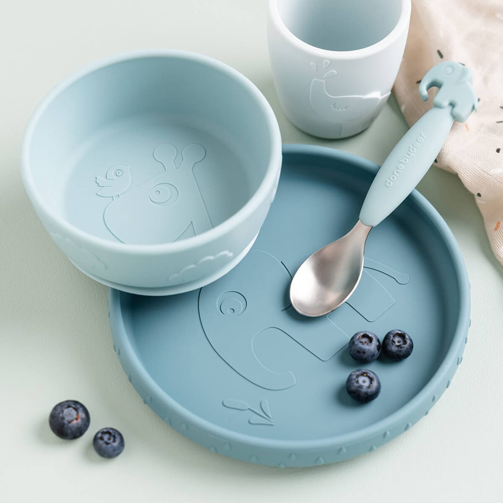 Stick and Stay Dinner Set - Deer Friends Blue