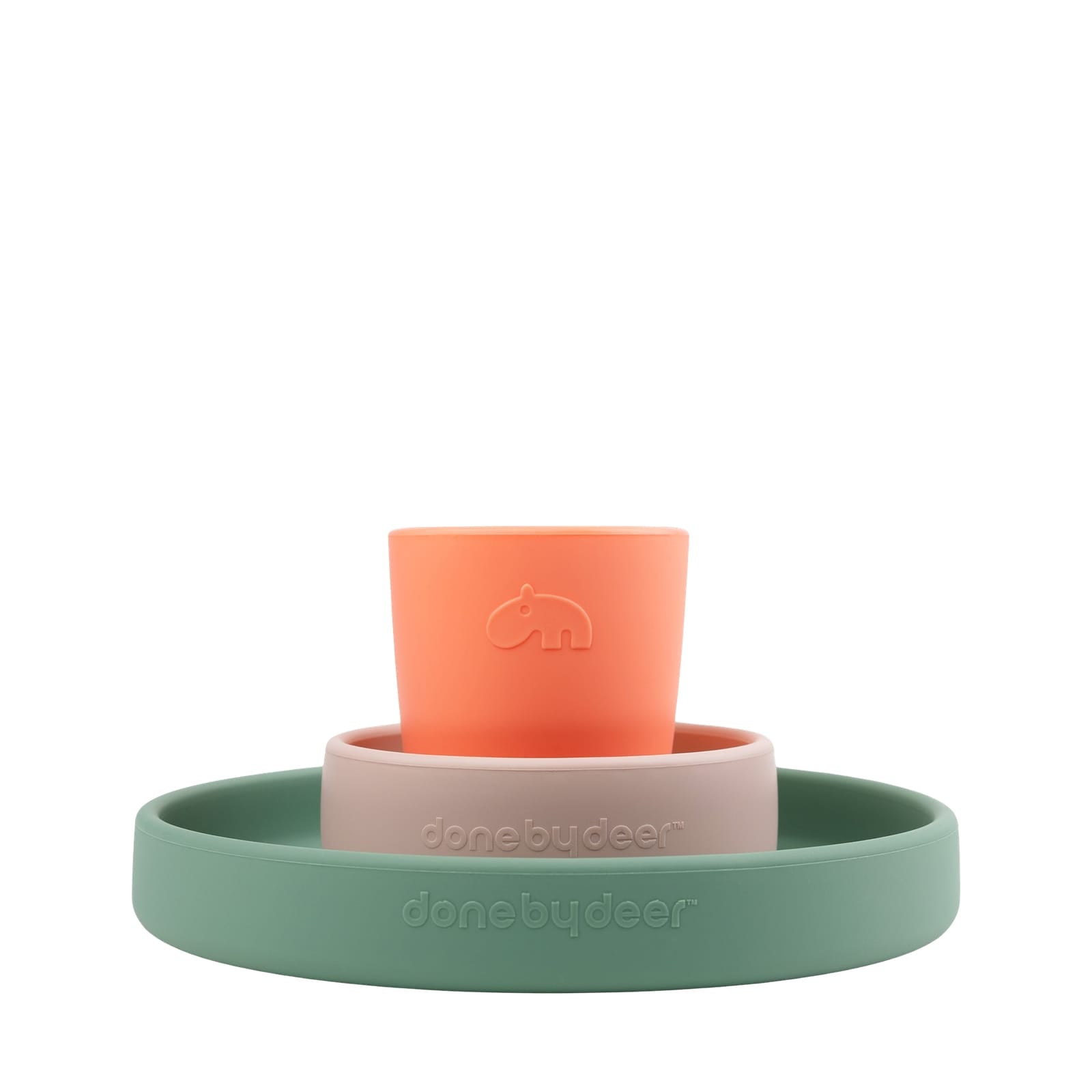 Silicone Dinner Set - Croco Green-Powder-Coral