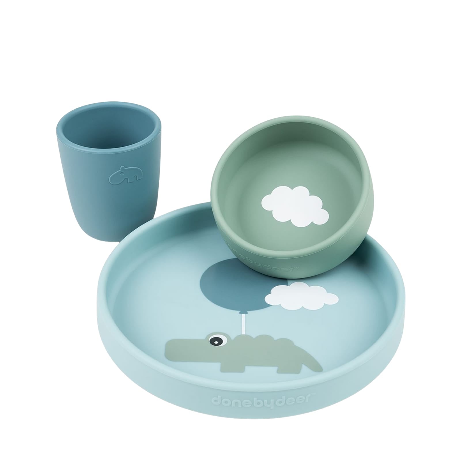 Silicone Dinner Set - Happy Clouds Blue