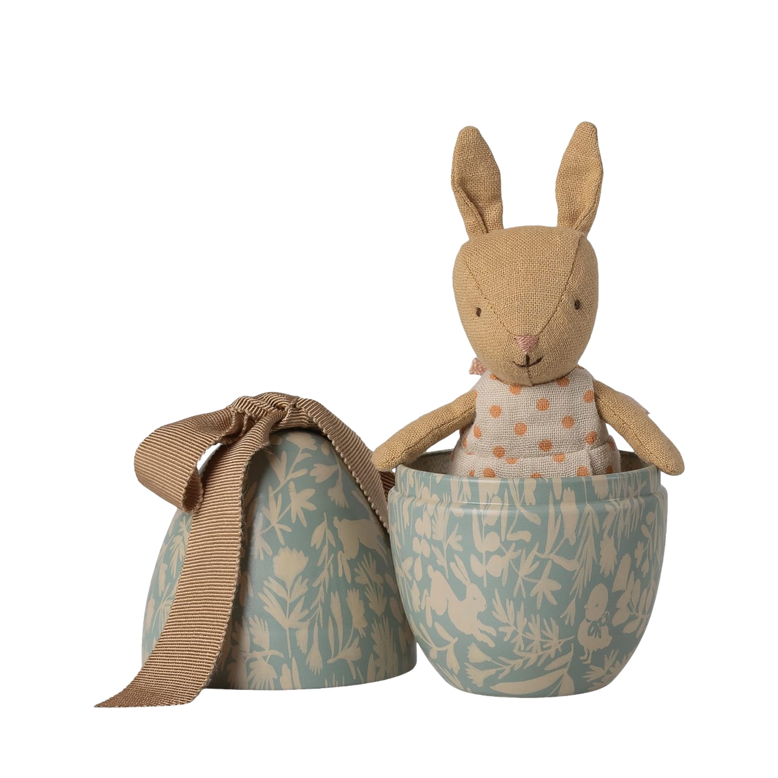 Easter Egg With Micro Rabbit - Small - Dusty Blue